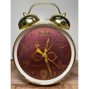 Harry Potter Golden Twin-Bell Alarm Clock With Hogwarts Symbols Large